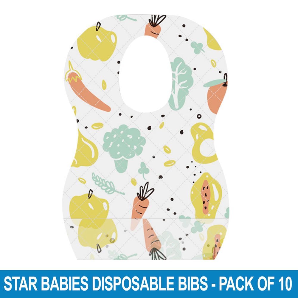 Star Babies - Disposable Bibs - Pack of 10 - Fruits Print