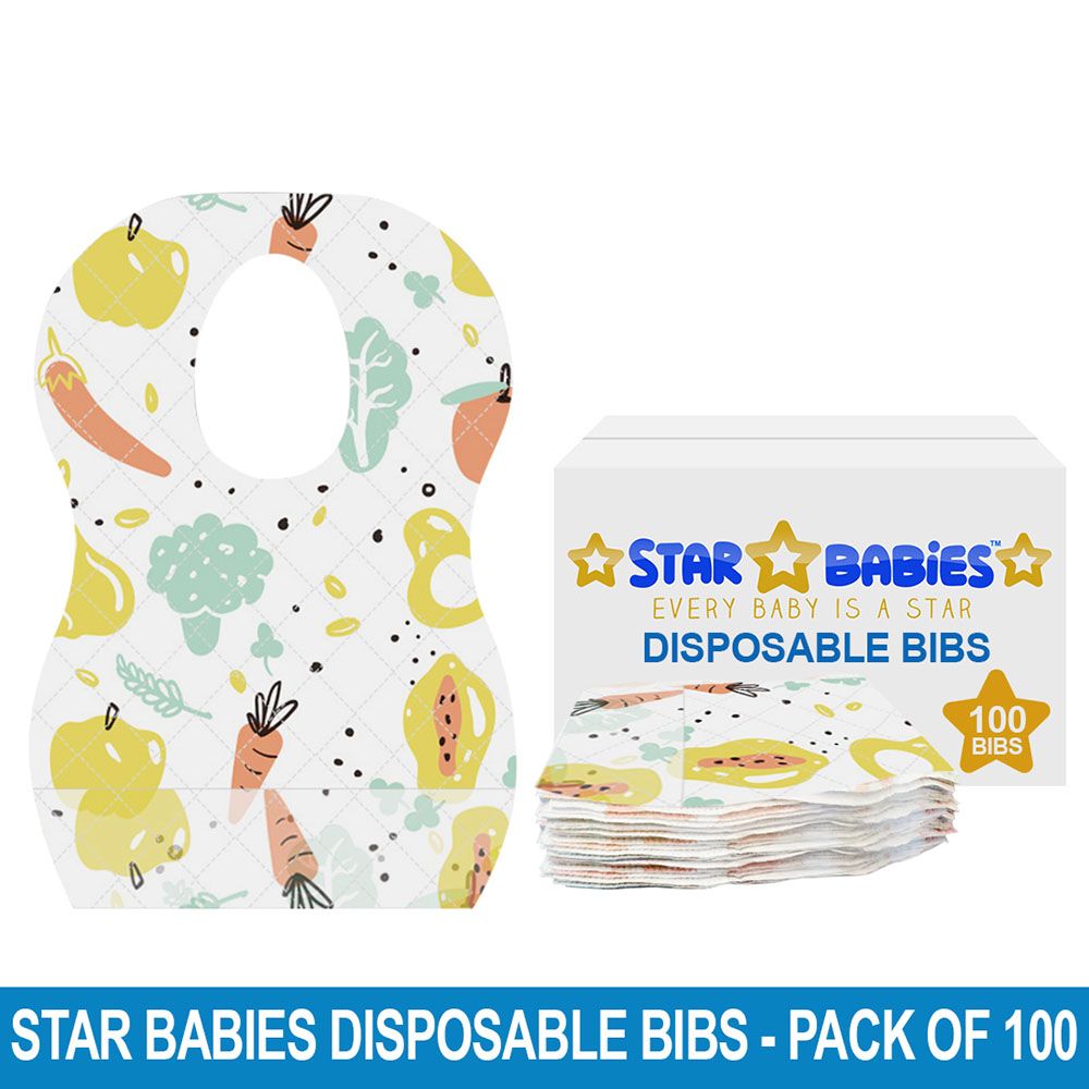 Star Babies - Disposable Bibs - Pack of 100 - Fruits Print