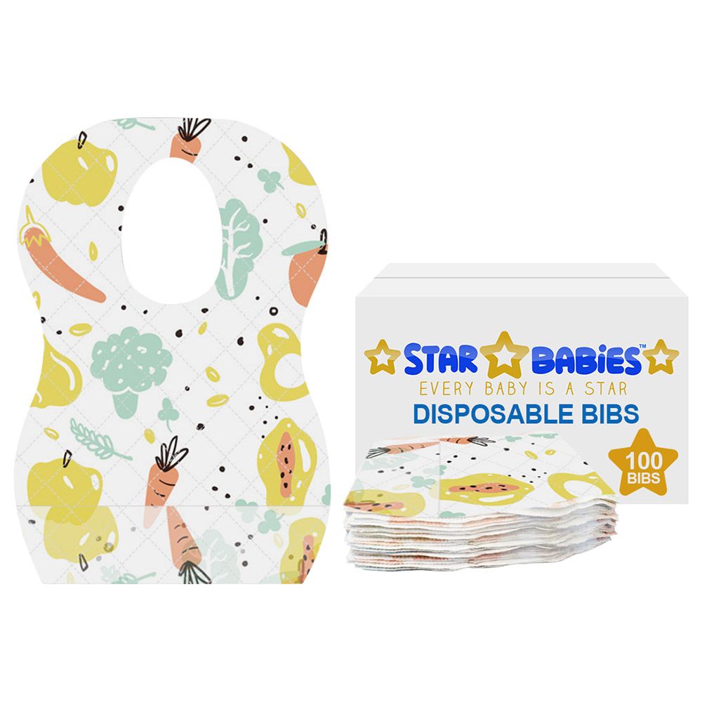 Star Babies - Disposable Bibs - Pack of 100 - Fruits Print