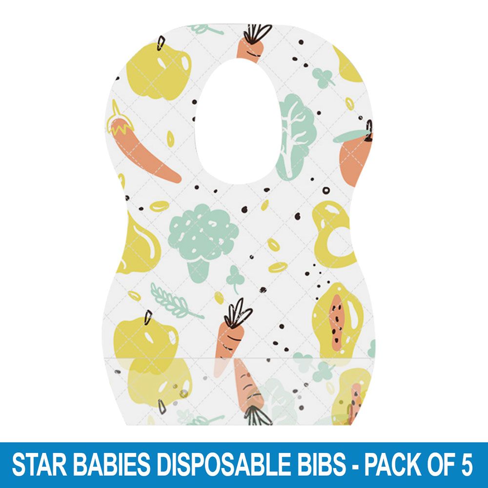 Star Babies - Disposable Bibs - Pack of 5 - Fruits Print