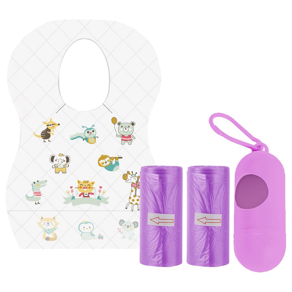 Star Babies - Disposable Bibs Animal Print 5pcs w/ Scented Bag 2pcs & Dispenser - Lavender