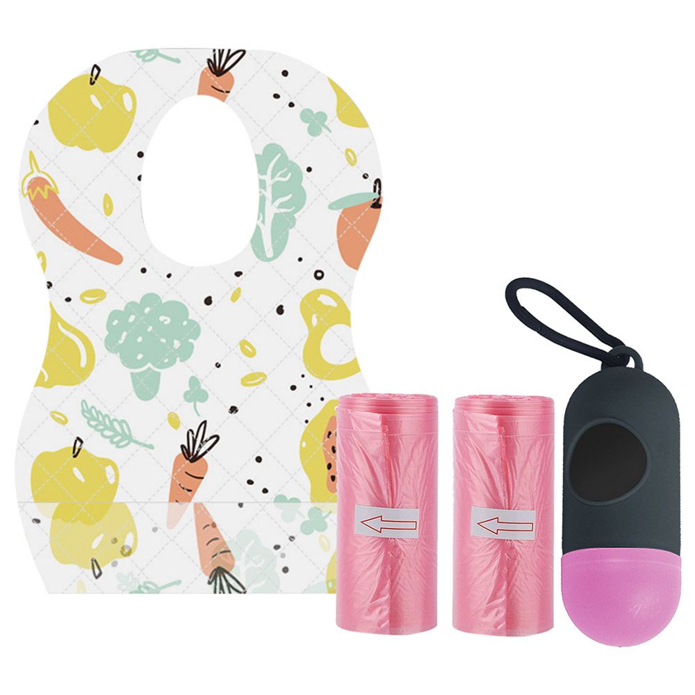 Star Babies - Disposable Bibs Fruits Print 5pcs w/ Scented Bag 2pcs & Dispenser - Pink