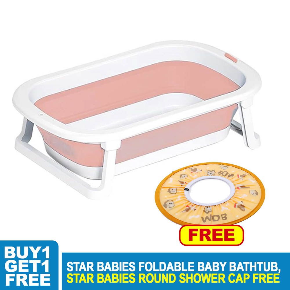 Star Babies - Foldable Bathtub w/ Round Shower Cap - Pink