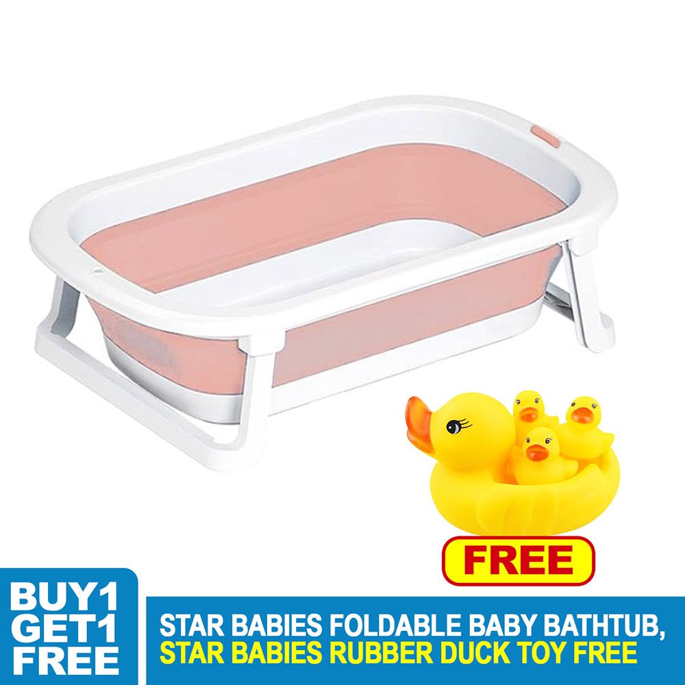 Star Babies - Foldable Bathtub w/ Rubber Duck 4pcs - Pink