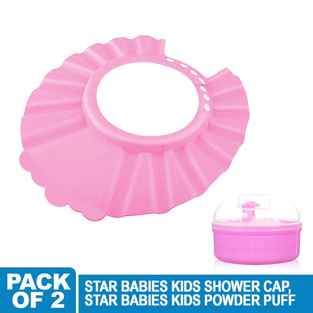 Star Babies - Kids Shower Cap w/ Powder Puff - 2pcs - Pink