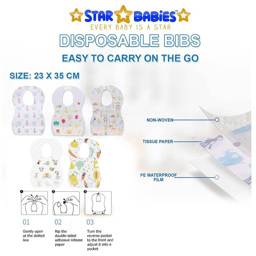 Star Babies - Disposable Bibs Fruits Print 10pcs w/ Changing Mat 10pcs - Pink