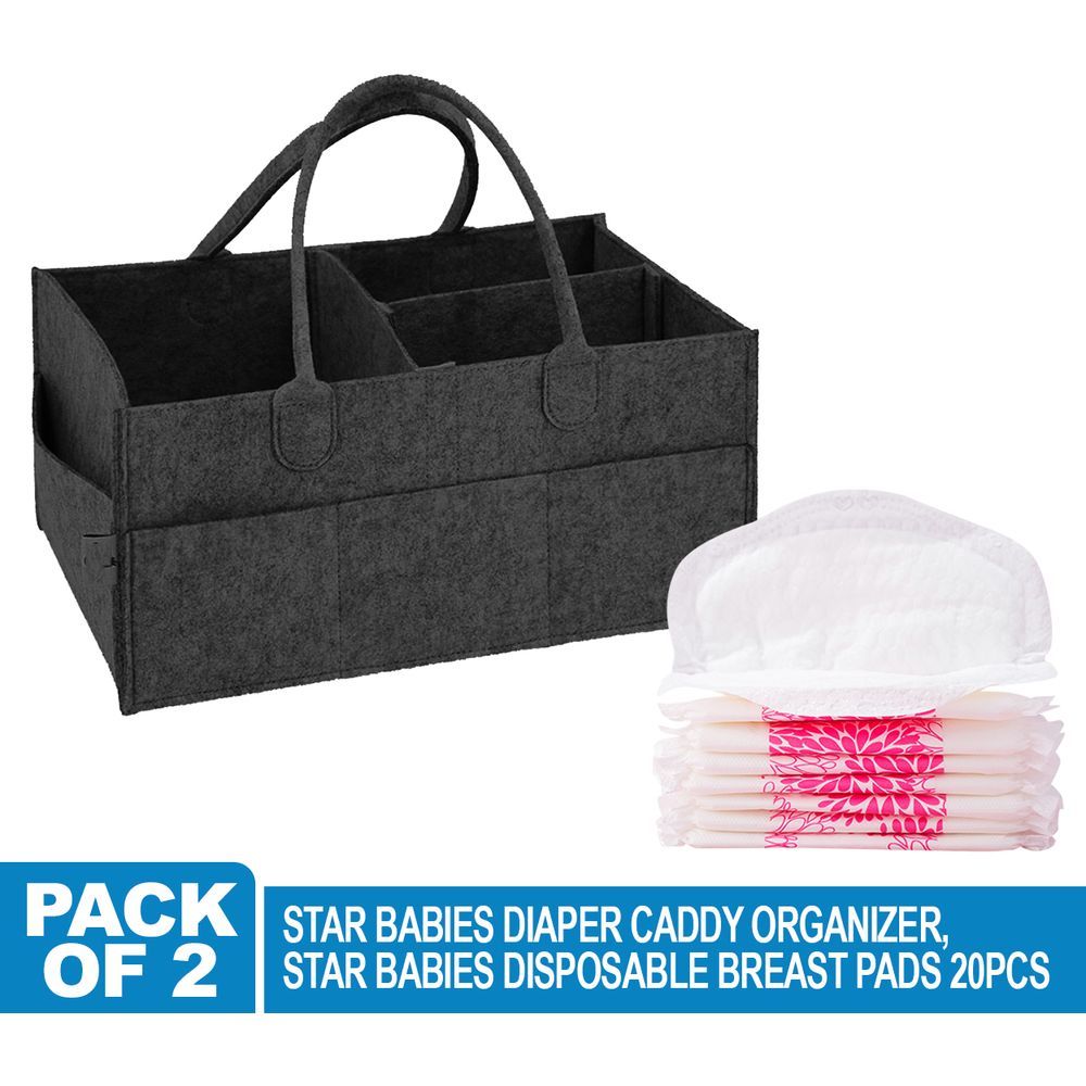 Star Babies - Caddy Diaper w/ Disposable Breast Pad - 20pcs - Black