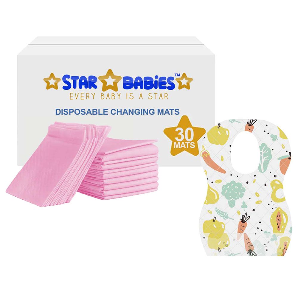 Star Babies - Disposable Bibs Fruits Print 30pcs w/ Changing Mat 30pcs - Pink