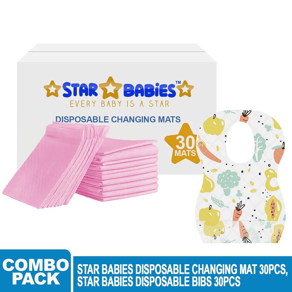 Star Babies - Disposable Bibs Fruits Print 30pcs w/ Changing Mat 30pcs - Pink