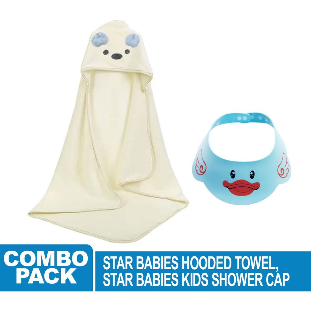 Star Babies - Microfiber Hooded Towel w/ Shower Cap - Blue