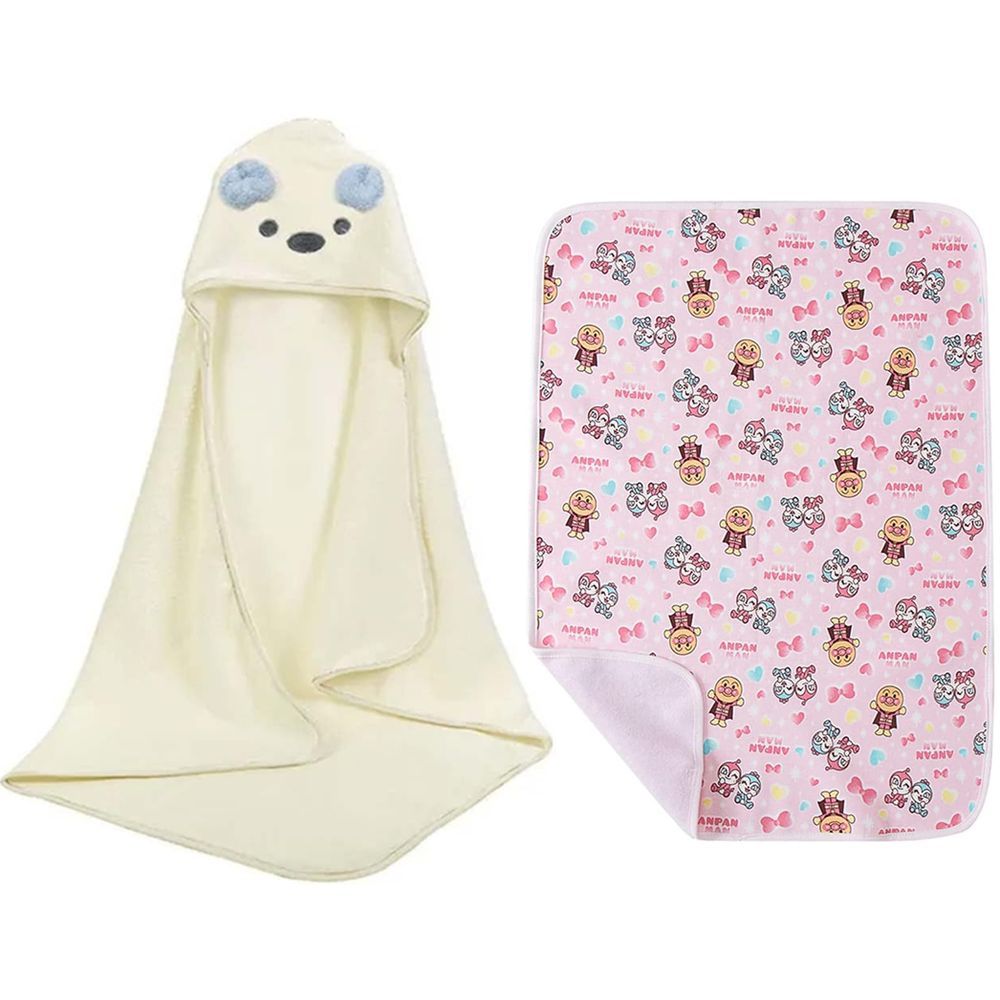 Star Babies - Microfiber Hooded Towel w/ Reusable Changing Mat - White/Pink