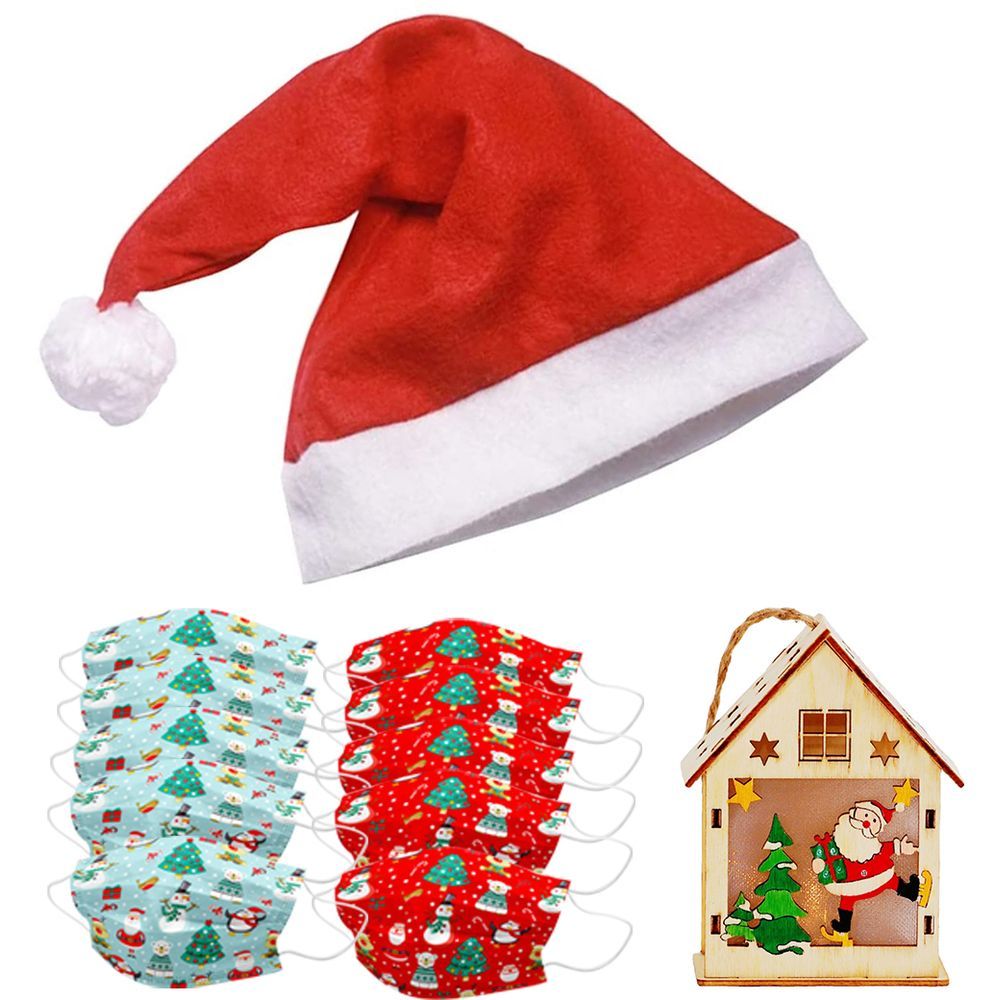 Star Babies - Christmas Hat & Christmas Disposable Mask 20pcs w/ Wooden Christmas Lantern - 3pcs