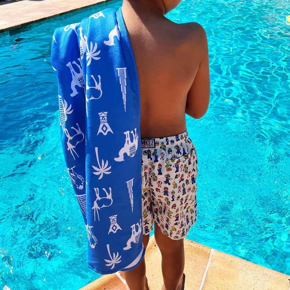 Bu Towel - UAE Icons Beach Towel For Kids - Blue - Large