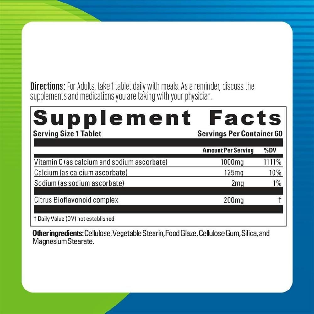 Blueberry Naturals Buffered Quick C 1000mg Tablets 60 s