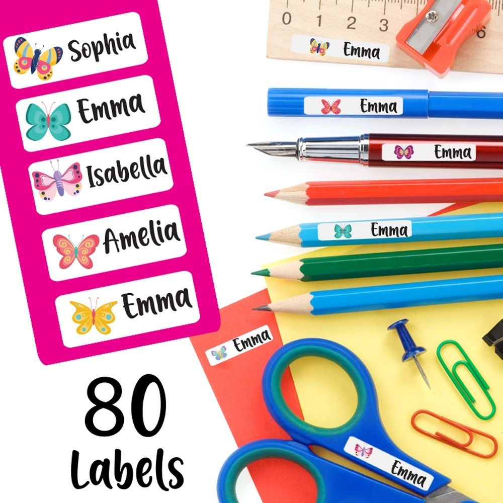 Twinkle Hands Personalized Mini School Labels - Butterflies