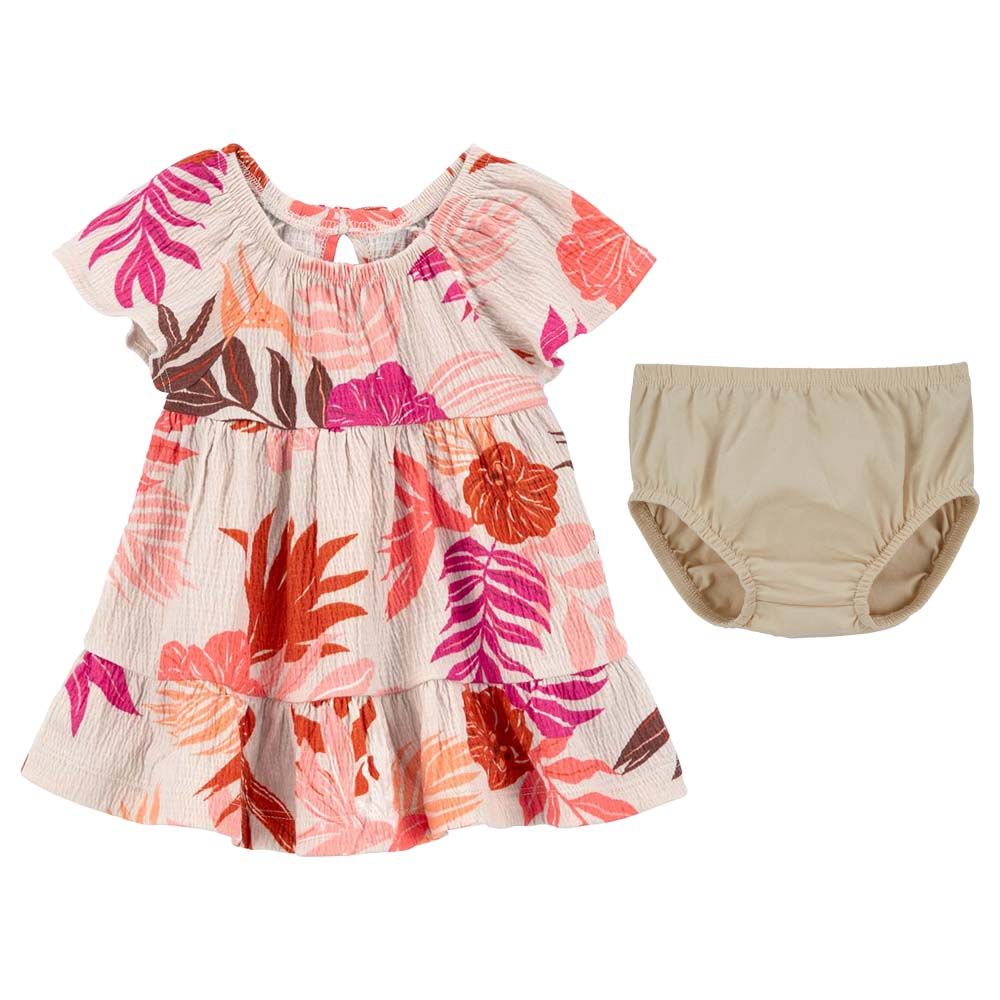 Carters - 2pc-Set - Floral Crinkle Jersey Dress And Bloomer