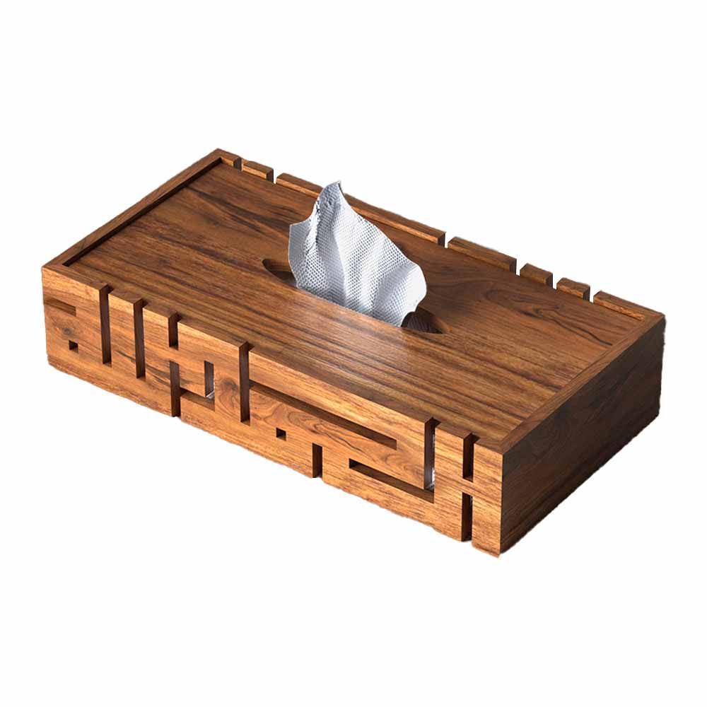 HilalFul - Alhamdulillah Wooden Tissue Box - Brown