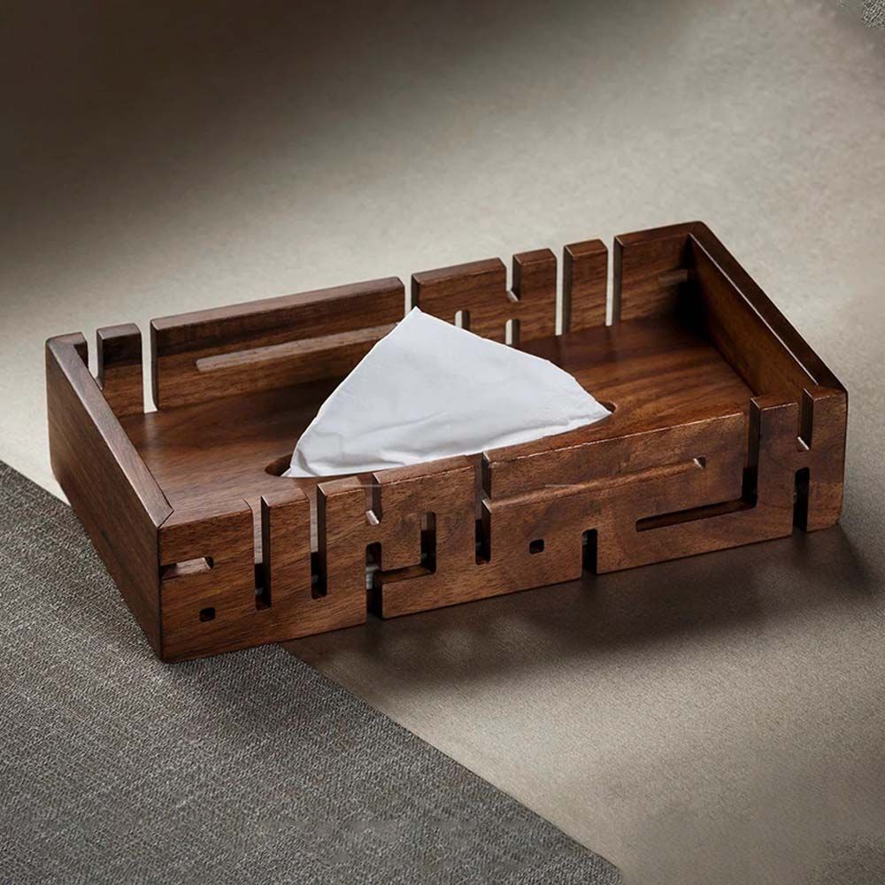 HilalFul - Alhamdulillah Wooden Tissue Box - Brown