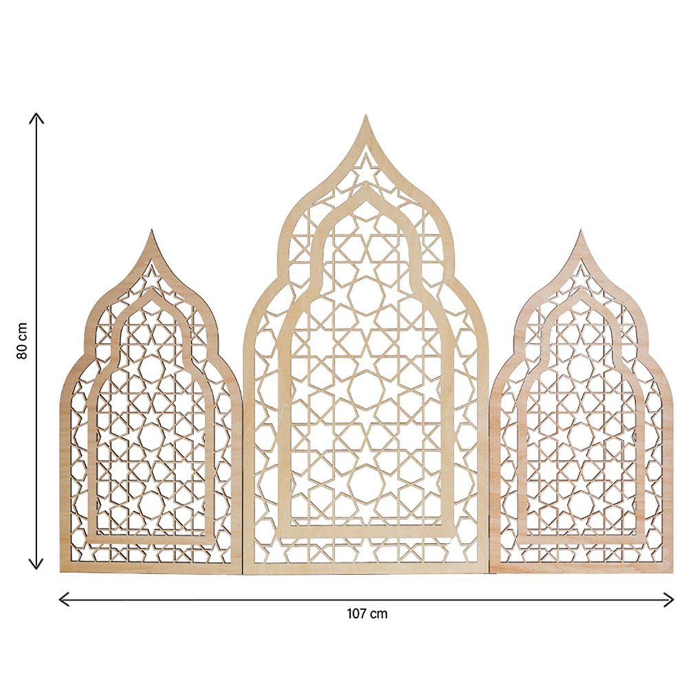 هلالفُل - مسجد خشبي مزخرف للزينة - بيج