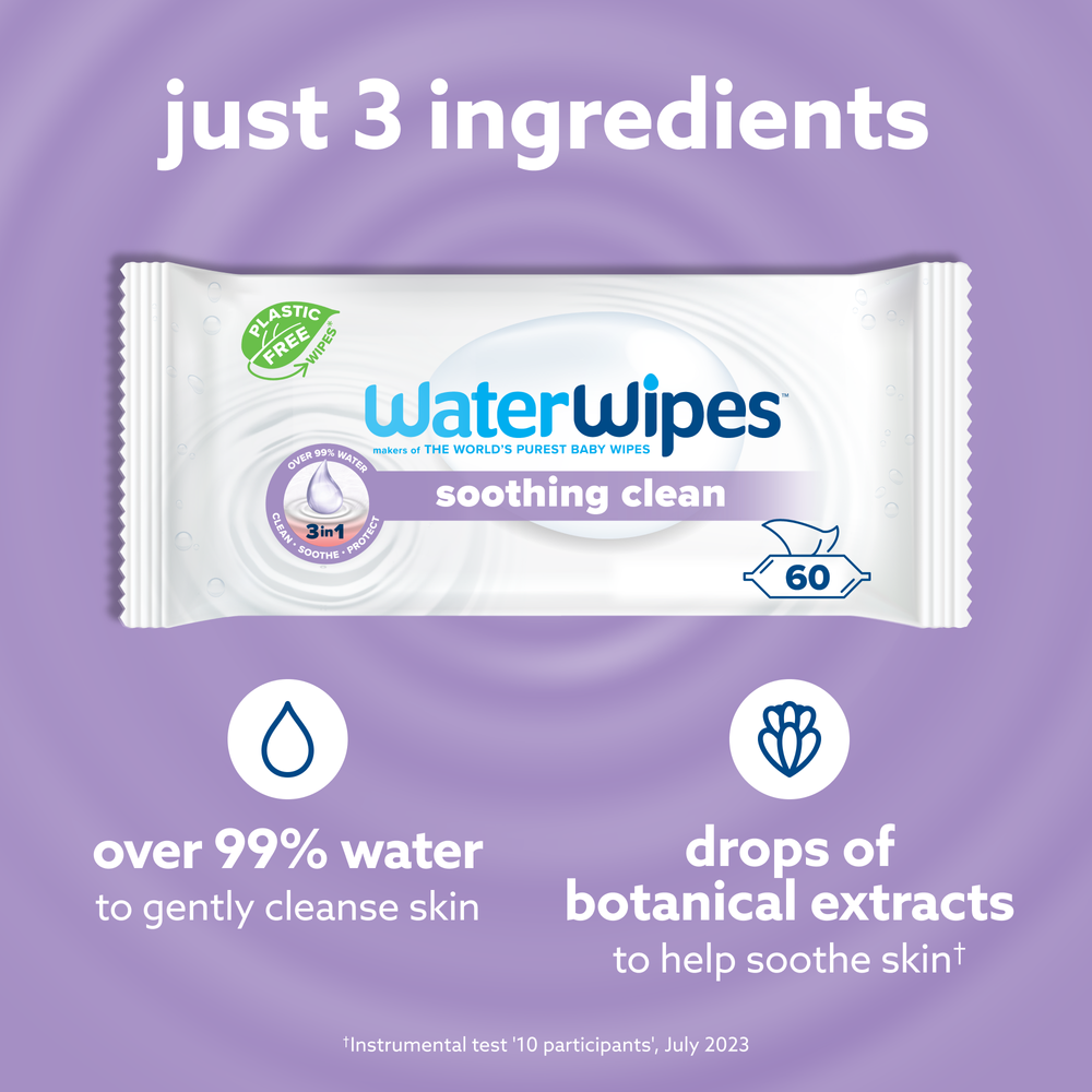 WaterWipes - Soothing Clean Baby Wipes 60s With 99% Water & Botanical Extracts