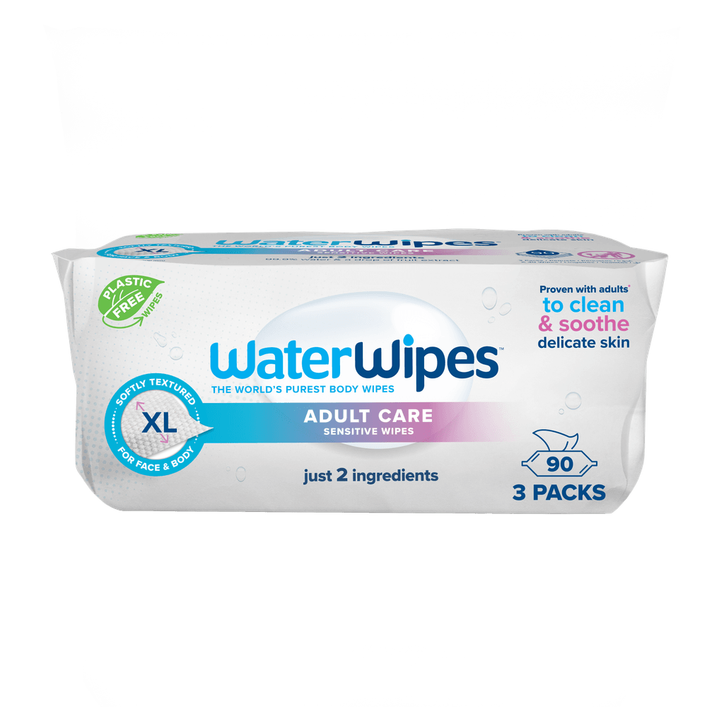 WaterWipes - Adult Care Water Wipes - Extra Large - Pack of 3 - 90 Wipes