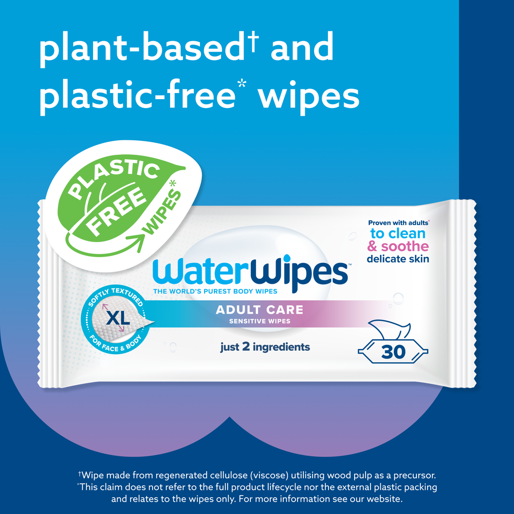 WaterWipes - Adult Care Water Wipes - Extra Large - Pack of 3 - 90 Wipes