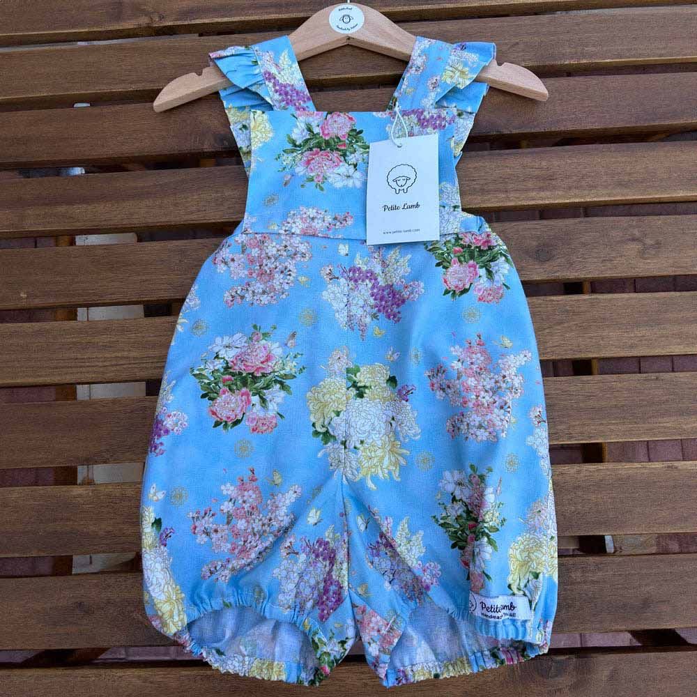 Petite Lamb - Golden Blossom Romper - Blue Flower