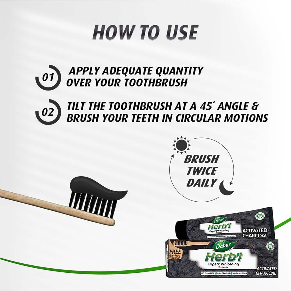 Dabur - Herb'l Charcoal Toothpaste w/ Toothbrush - 150g