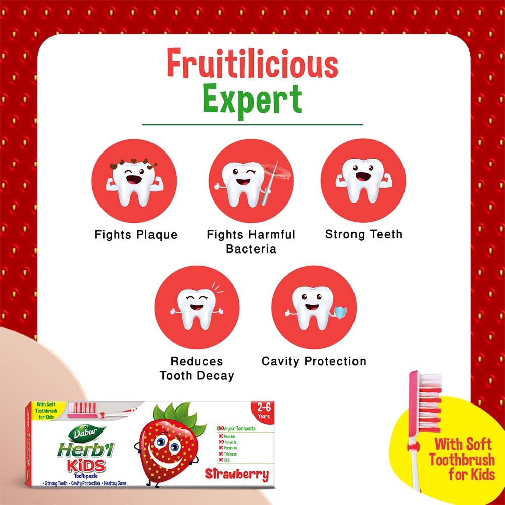 Dabur - Herb'l Plus Kids Strawberry Toothpaste - 50g