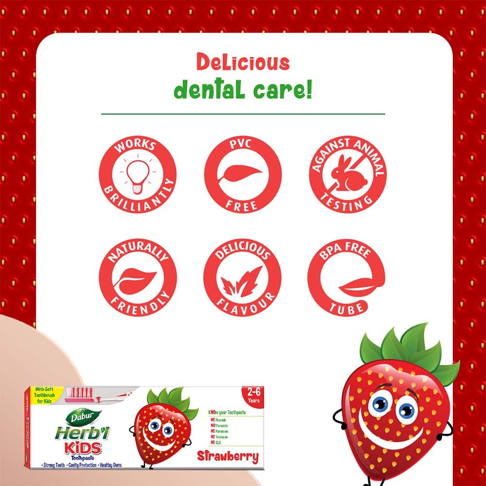 Dabur - Herb'l Plus Kids Strawberry Toothpaste - 50g