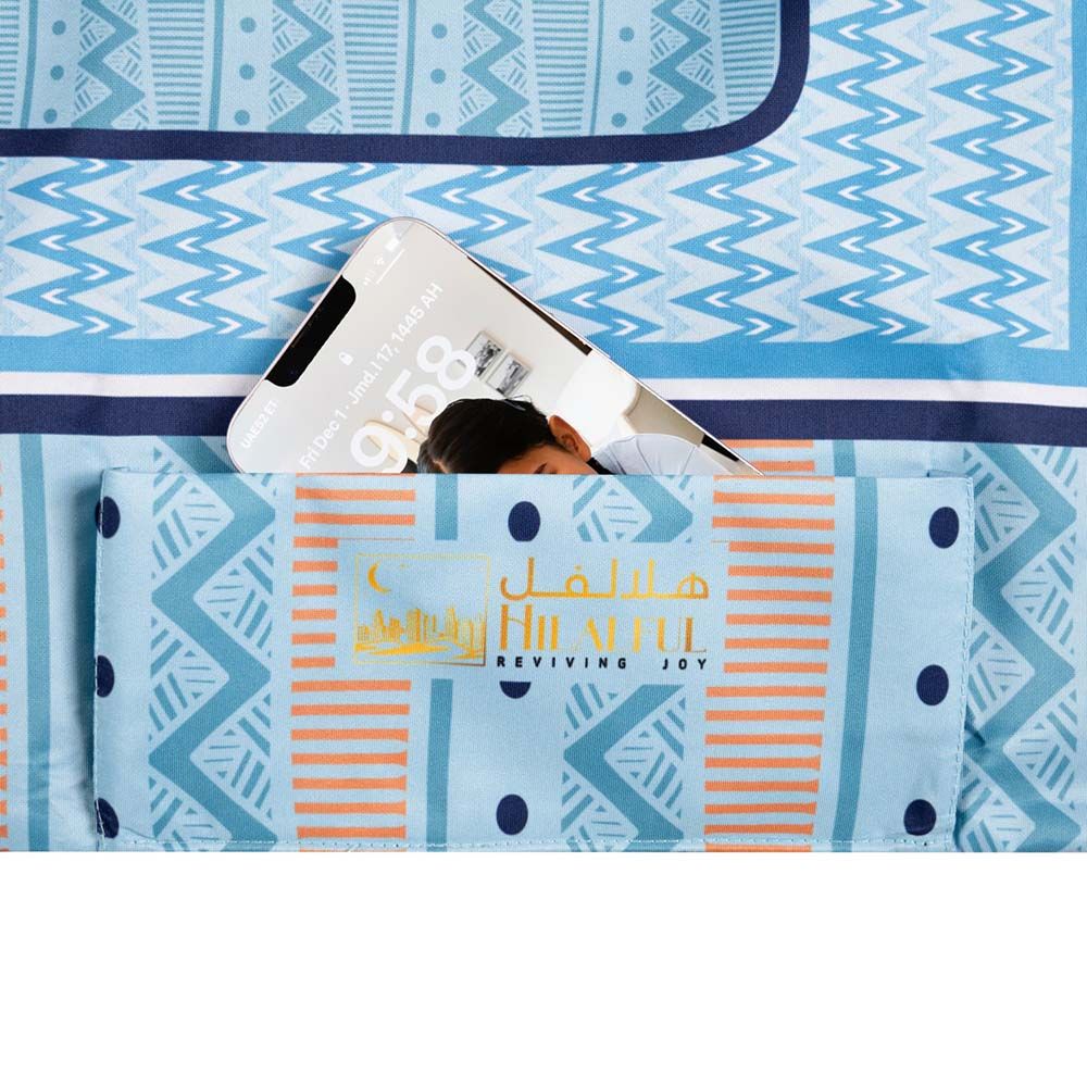 HilalFul - Salah On The Go Prayer Mat - Turquoise Zigzag