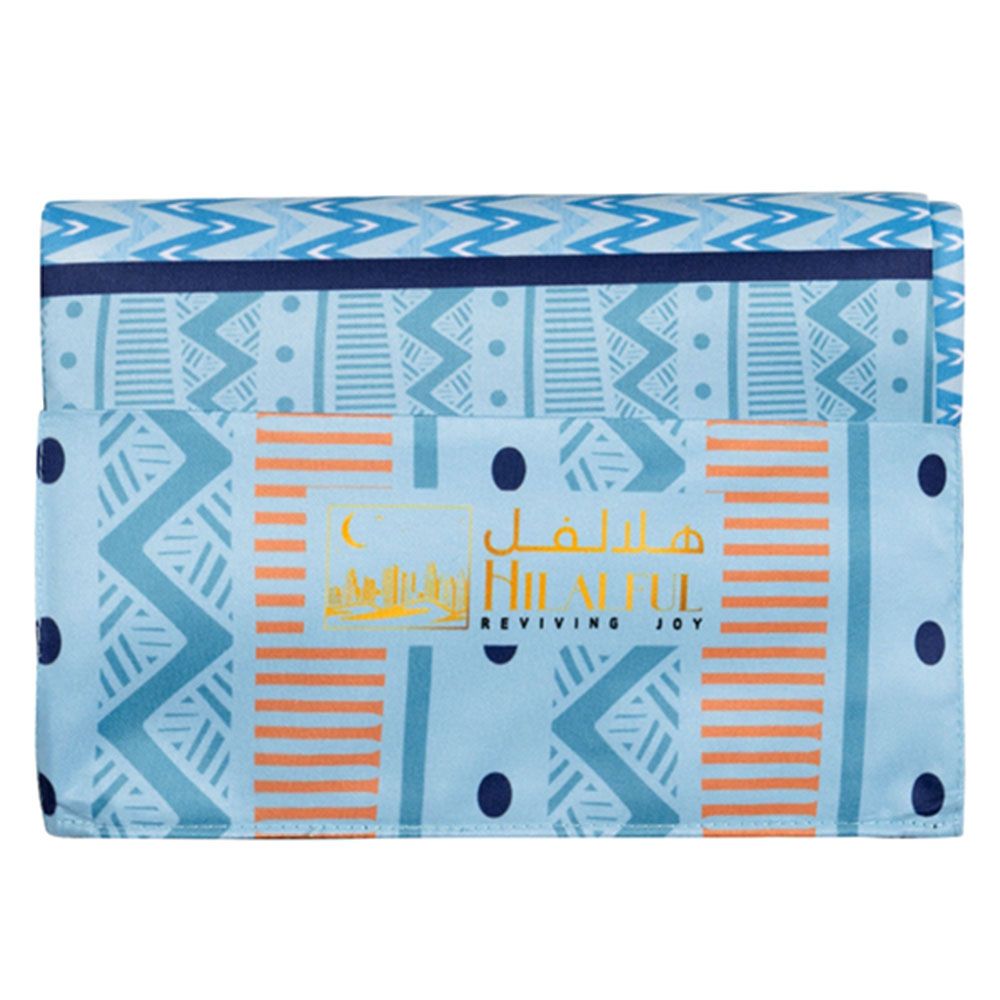 HilalFul - Salah On The Go Prayer Mat - Turquoise Zigzag