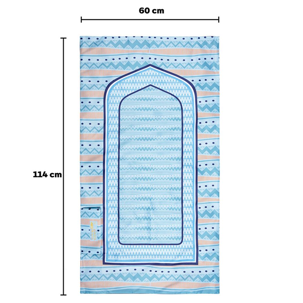 HilalFul - Salah On The Go Prayer Mat - Turquoise Zigzag