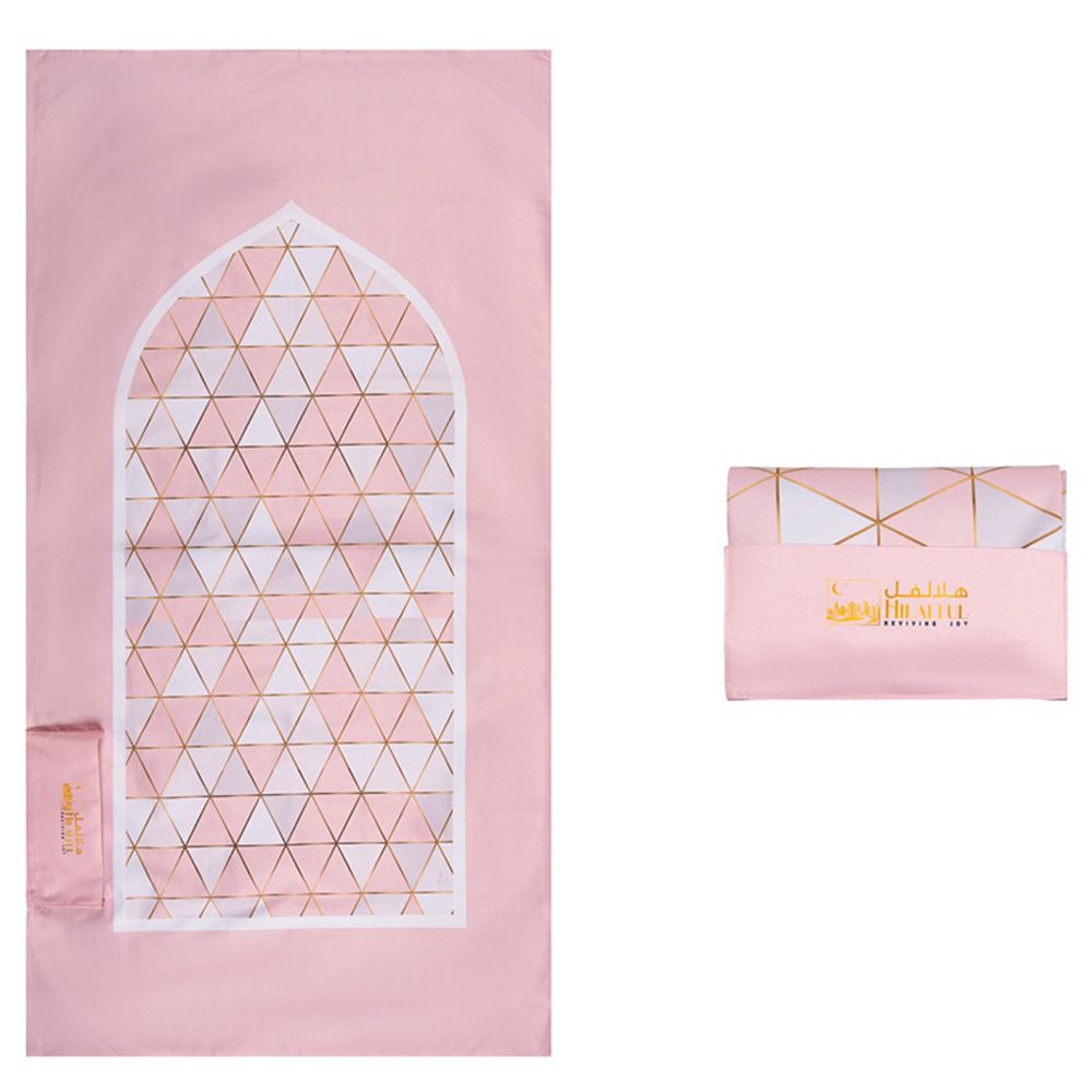 HilalFul - Salah On The Go Prayer Mat - Pink Mosaic