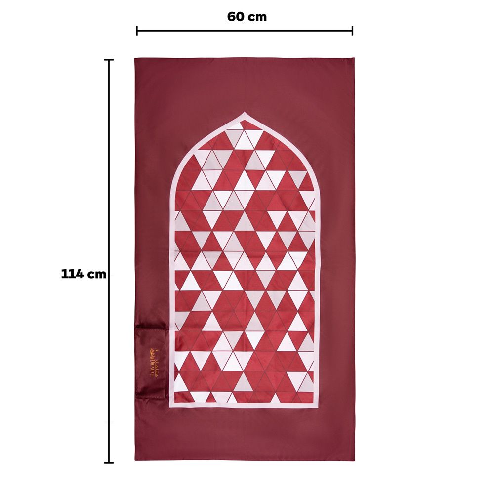 HilalFul - Salah On The Go Prayer Mat - Red Mosaic