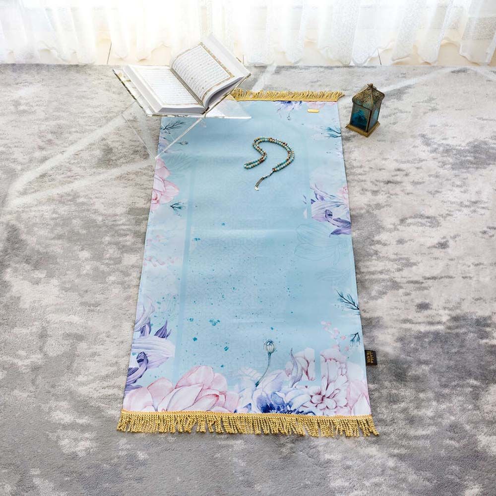 HilalFul - Golden Tassel Prayer Mat - Charming Blue