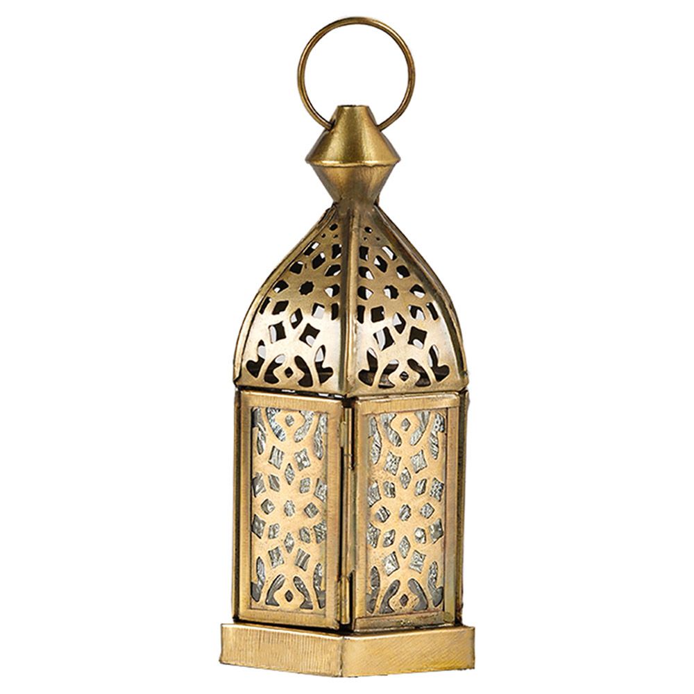 HilalFul - Classic Mini Brass Antique Lantern - Clear Glass