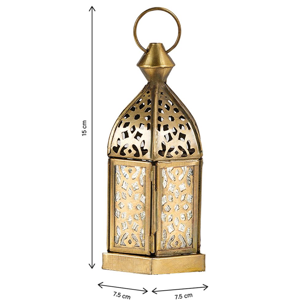 HilalFul - Classic Mini Brass Antique Lantern - Clear Glass