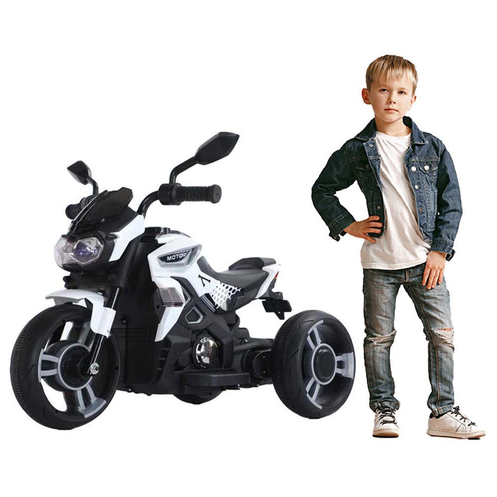 Megastar - 12V Unicorn Ninja Ride On Motortrike - White