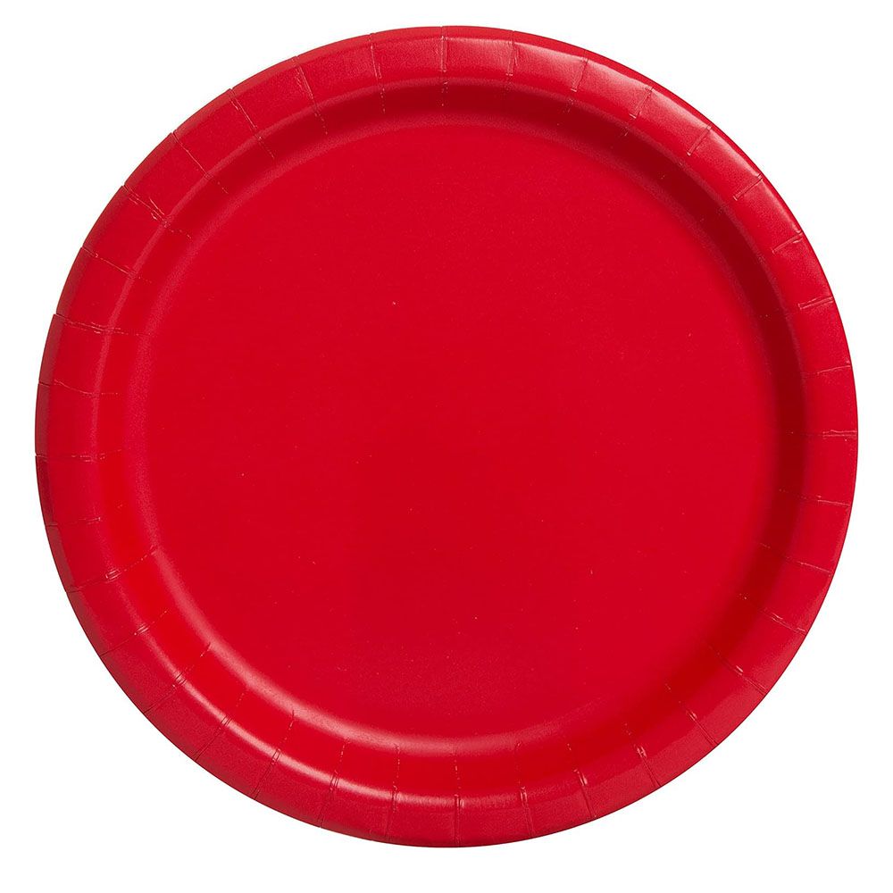 Unique - Round Party Plate - Ruby Red - 23 cm - Pack of 8