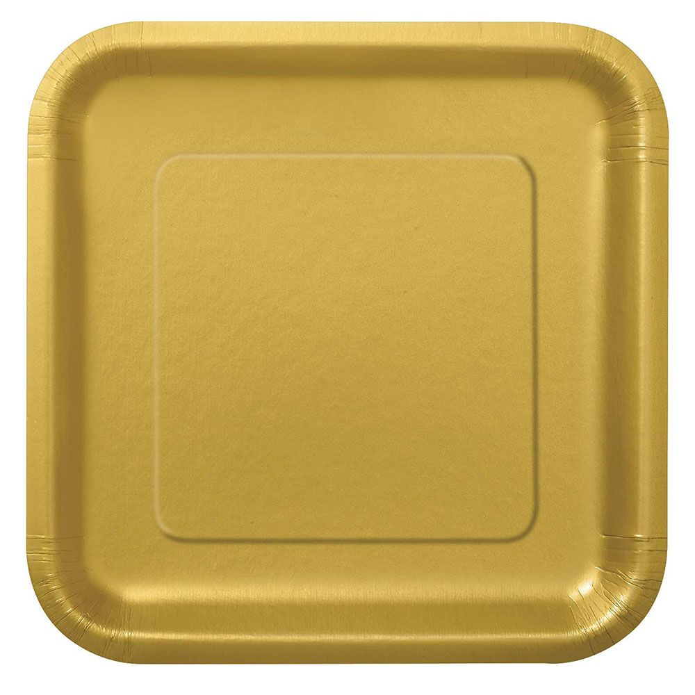 Unique - Square Party Plate - Gold - 23x23 cm - Pack of 14