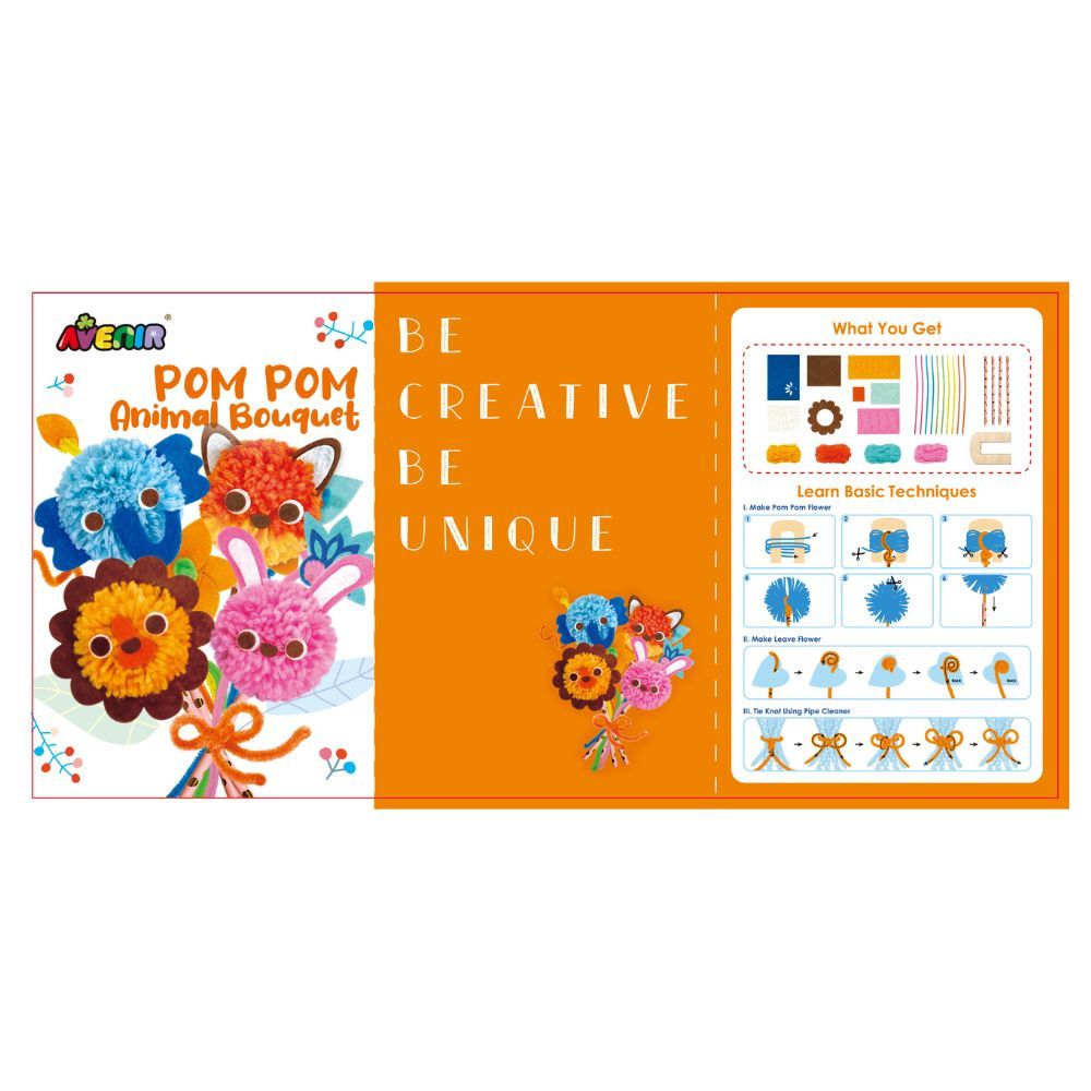 Avenir - Pom Pom Animal Themed Bouquet Craft Kit