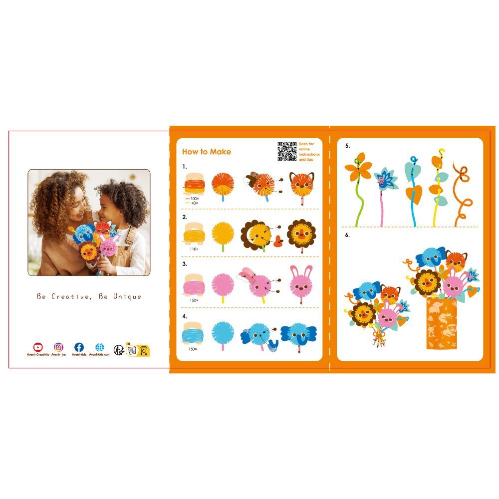 Avenir - Pom Pom Animal Themed Bouquet Craft Kit