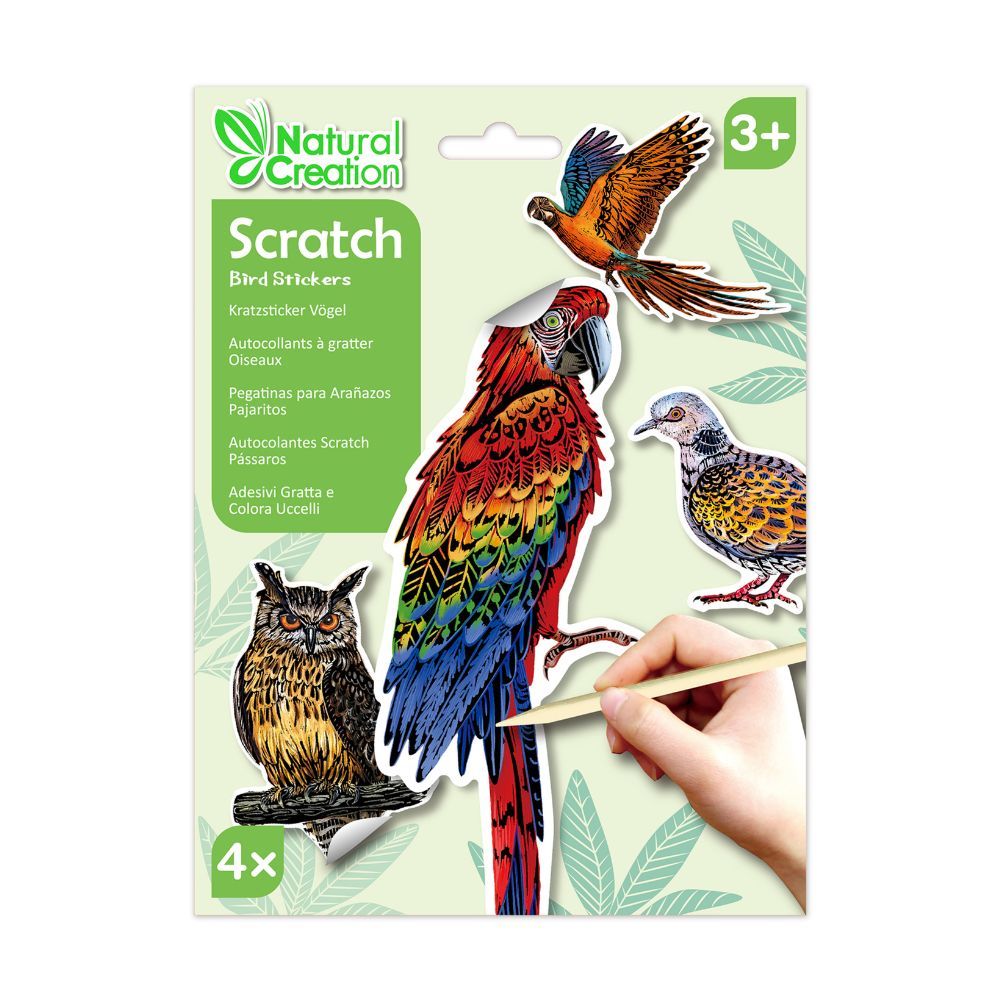 Avenir - Scratch Bird Stickers - Pack of 1 - 4Pcs