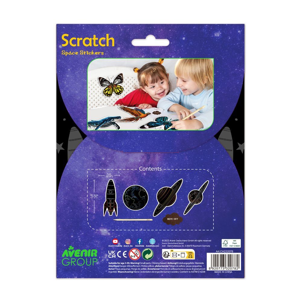 Avenir - Scratch Space Stickers - Pack of 1 - 4Pcs