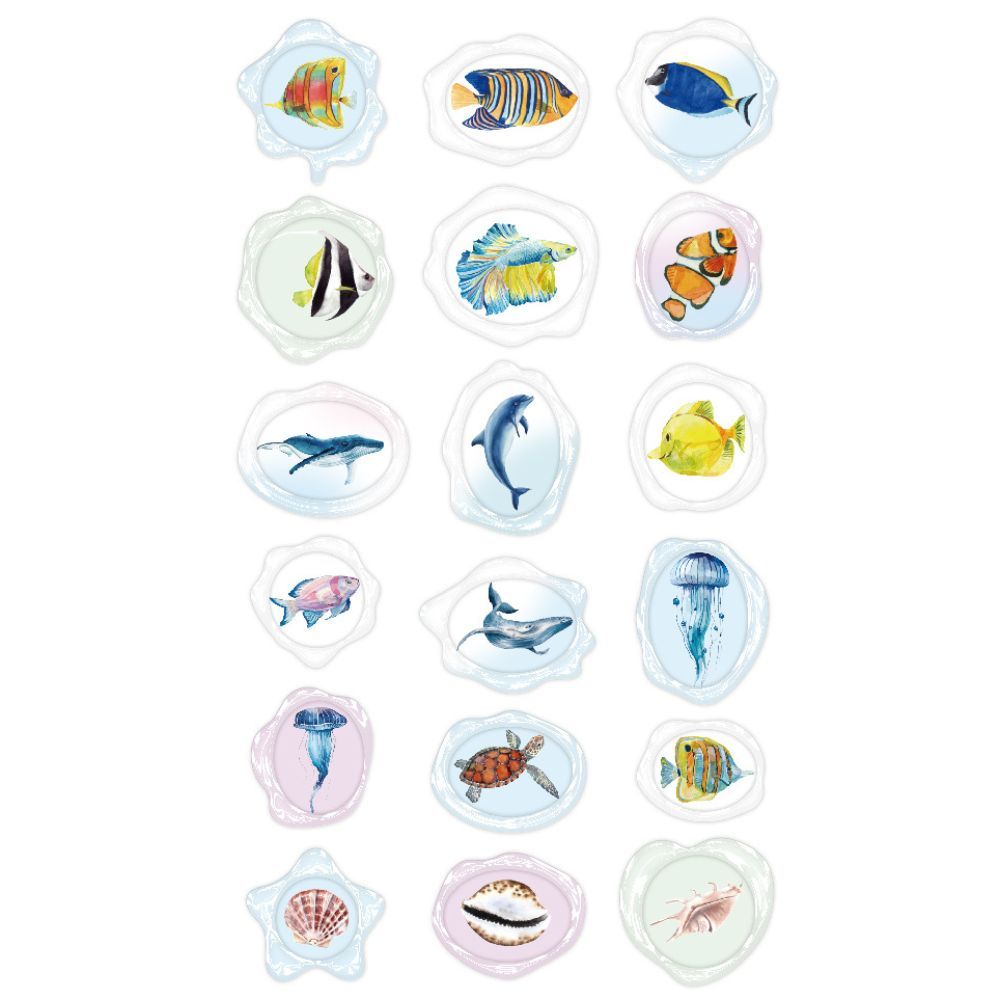 Avenir - Sealing Wax Stickers - Sea Animal - Pack of 1 - 18Pcs