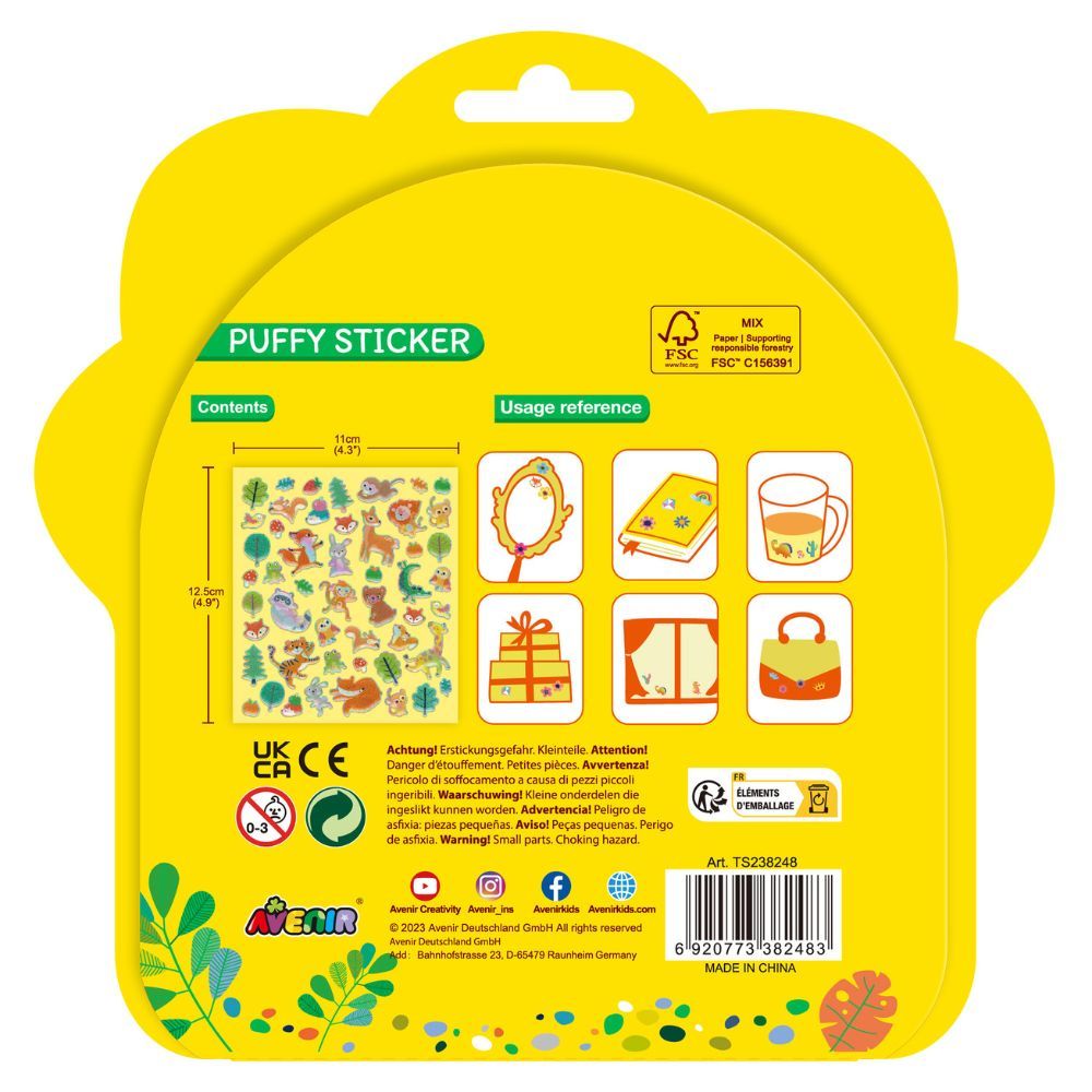 Avenir - Puffy Sticker - Animal - Pack of 1 - 50Pcs