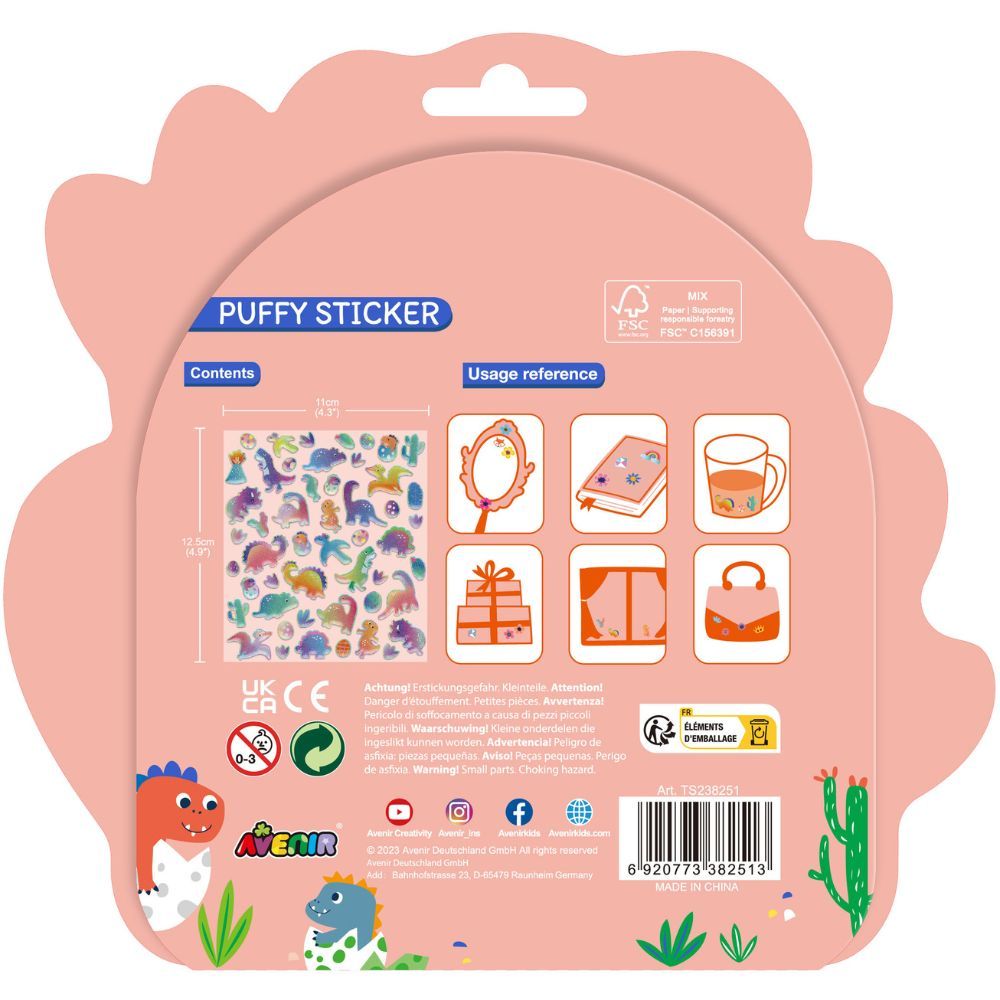 Avenir - Puffy Sticker - Dino - Pack of 1 - 50Pcs