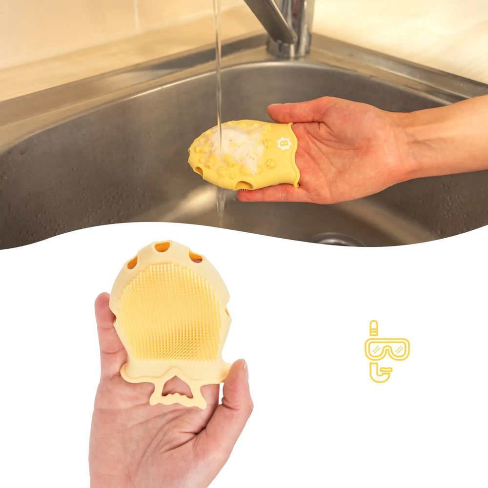 Badabulle - Massaging Silicone Brush 2-in-1 Functionality - Yellow