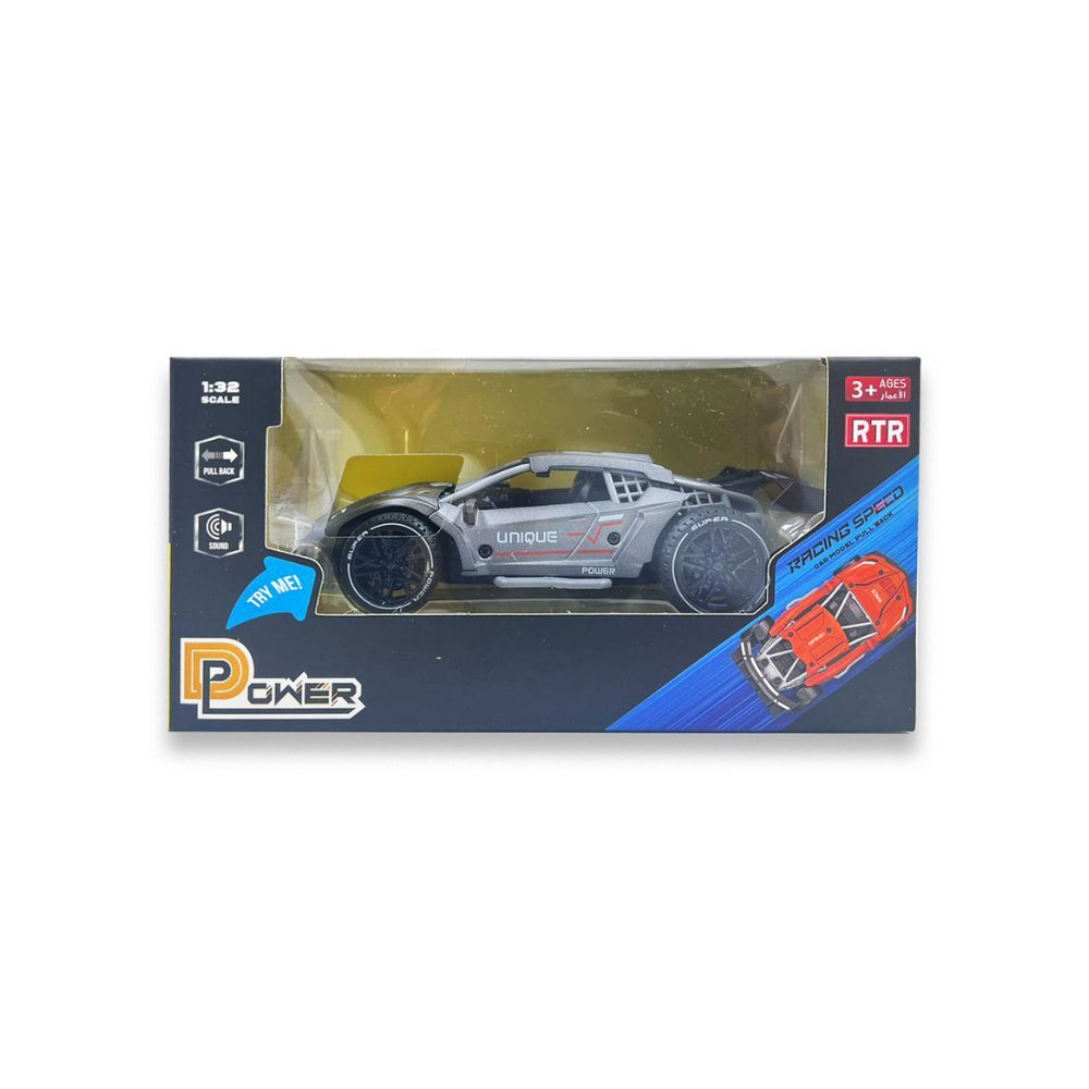 D-Power - Pull Back Die-Cast Car With Sound - Grey